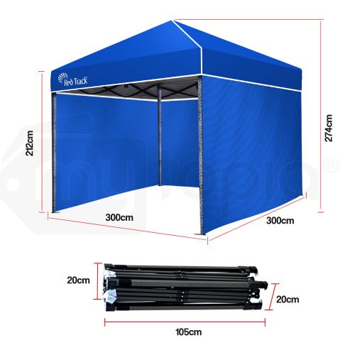 Red Track 3x3m Folding Gazebo Shade Outdoor Pop-Up Navy Foldable Marquee