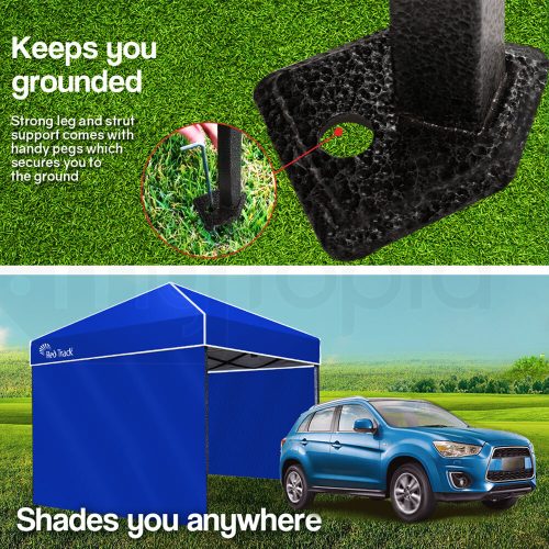 Red Track 3x3m Folding Gazebo Shade Outdoor Pop-Up Navy Foldable Marquee