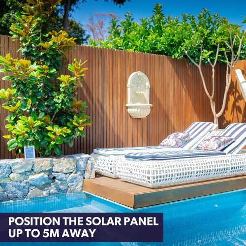 PROTEGE Solar Fountain Water Feature Pump Outdoor Wall Mount Classic with LED Lights