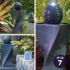 PROTEGE Contemporary Solar Powered Water Feature Fountain with LED Lights – Dark Grey