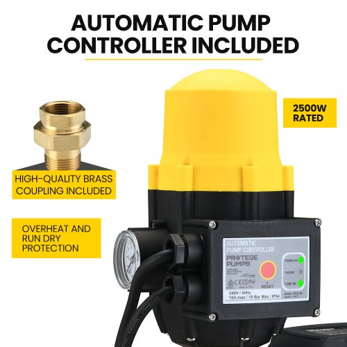 Protege Multi-stage Water Hi-pressure Pump with Auto-controller Home Garden Irrigation 6-Stage Electric