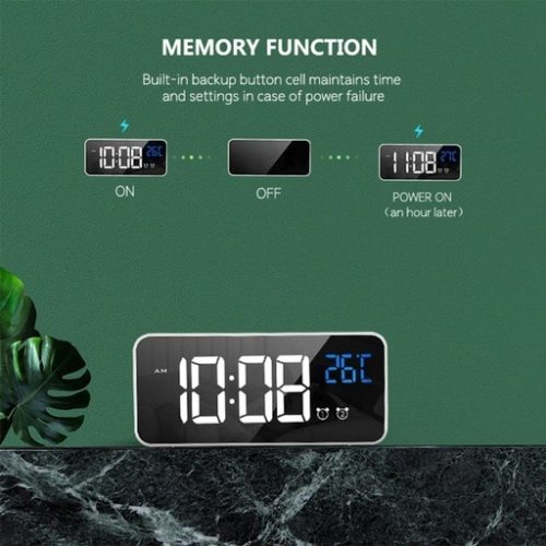 GOMINIMO Digital Clock Mirrored White GO-CK-101-FKT