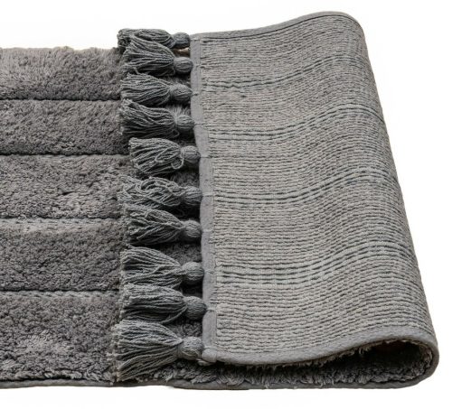 Cotton Fringe Tufted Non-Slip Bathmat Charcoal Grey