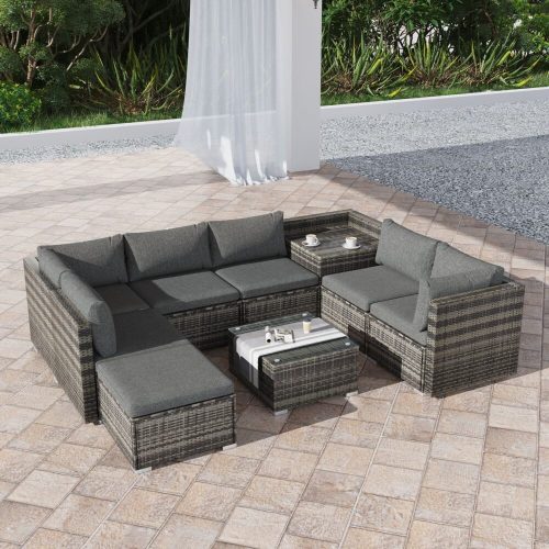 Large Modular Outdoor Ottoman Lounge Set