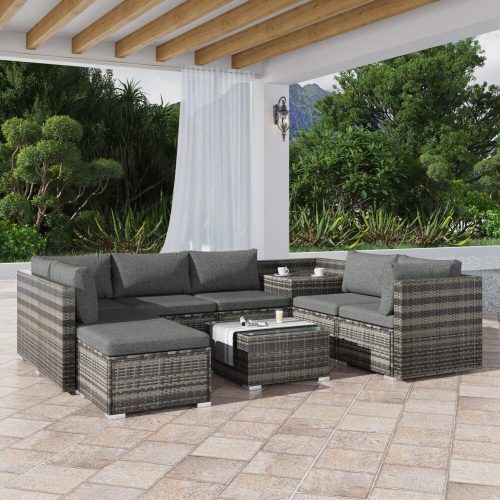 Large Modular Outdoor Ottoman Lounge Set