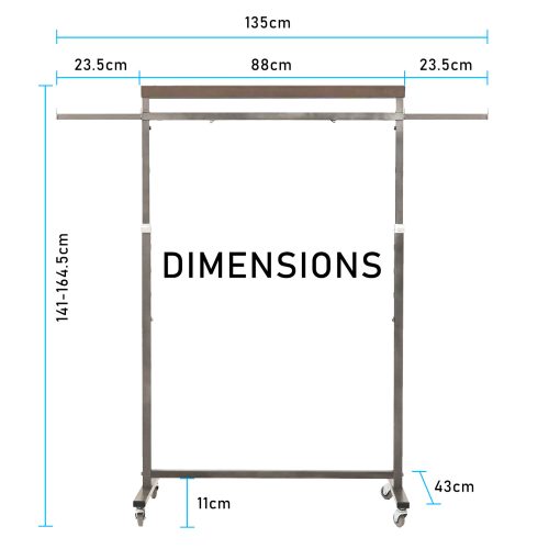 Meoktong Pearl Grey Clothes Rack Coat Stand Hanging Adjustable Rollable Steel