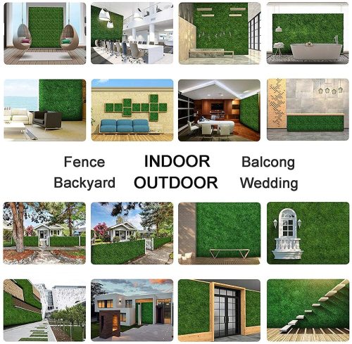 12 x Artificial Plant Wall Grass Panels Vertical Garden Tile Fence 50X50CM Green
