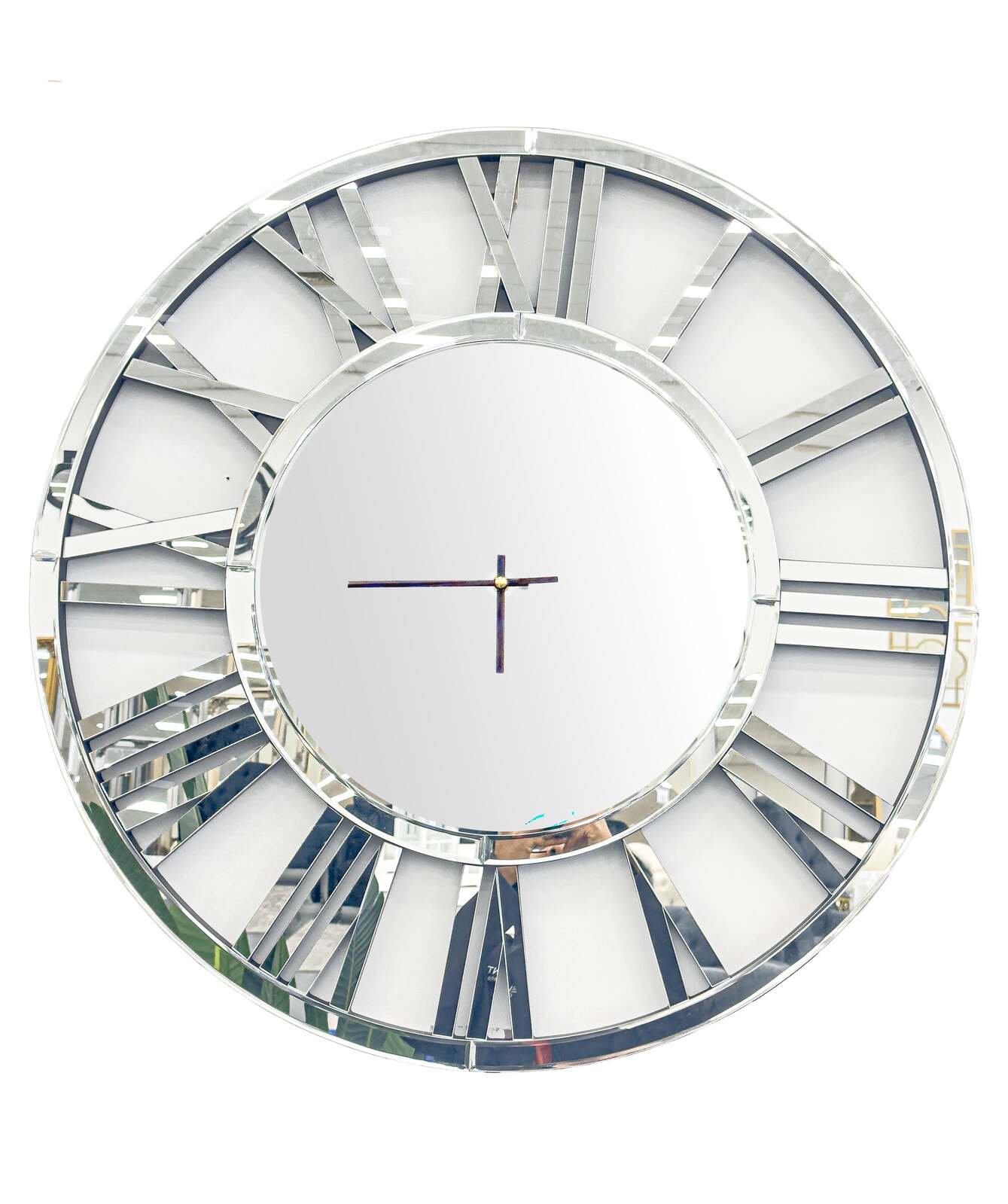 Decorative Silver Mirrored Clock -100cm