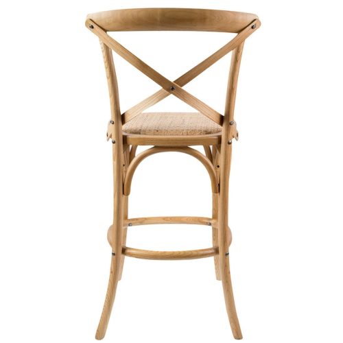 Aster Crossback Bar Stools Dining Chair Solid Birch Timber Rattan Seat – Oak