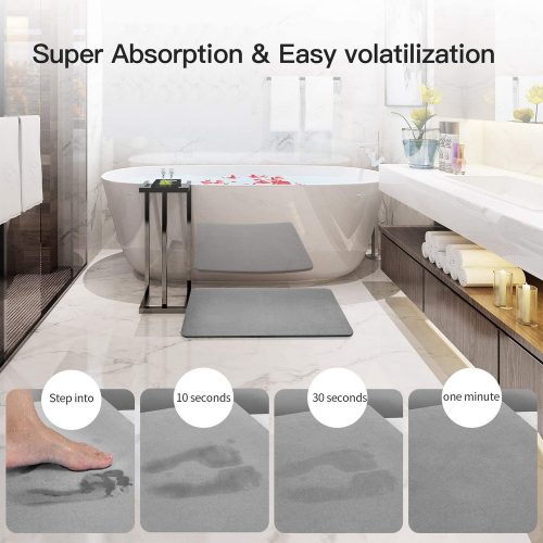 60cm*40cm Diatomaceous Earth Bath Mat, Nonslip Absorbent – Fast Drying Bathroom Floor Shower Mats Anti-Slip Mat