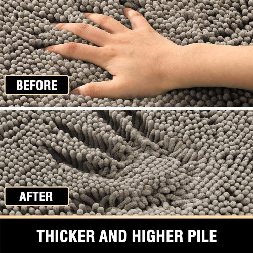 Bath Mat Rug Bathroom Extra Soft Absorbent Rugs Non Slip Quick Dry Grey