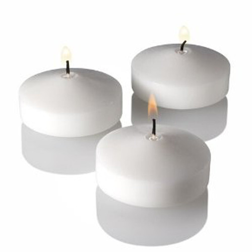 10 Pack of 6 Hour White Floating Candles – 5.8cm diameter – wedding party decoration