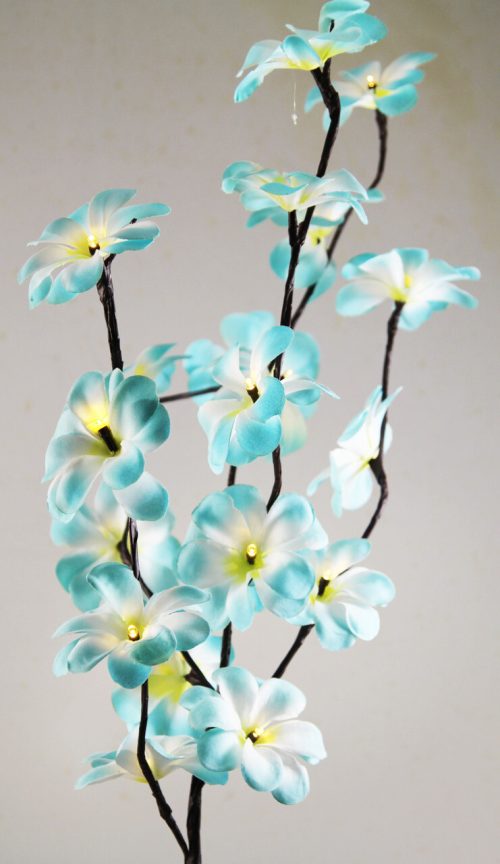 1 Set of 50cm H 20 LED Blue Frangipani Tree Branch Stem Fairy Light Wedding Event Party Function Table Vase Centrepiece Tropical Decoration