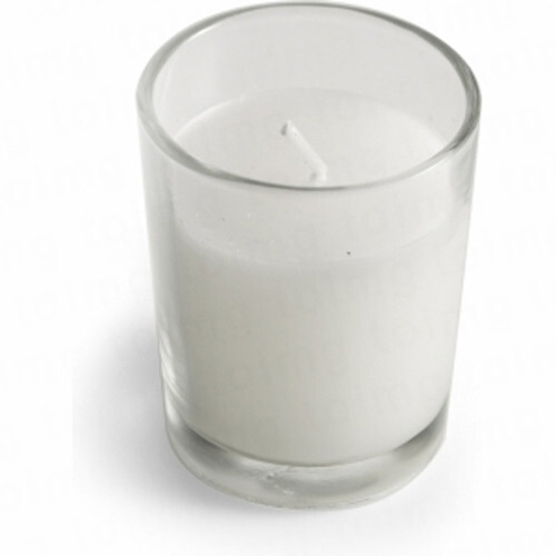 10 White Wax Clear Glass Holder Votive Candle – Wedding Event Centrepiece Table Decoration