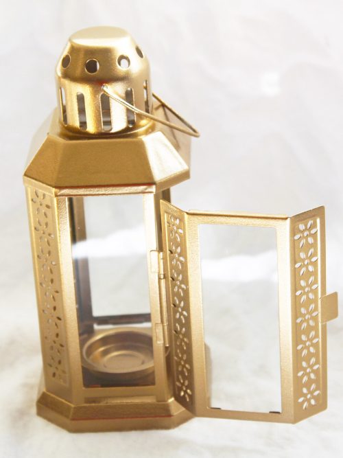 Gold Metal Miners Lantern Summer Xmas Wedding Home Party Room Balconey Deck Decoration 21cm Tealight Candle