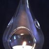 4 Pack of Hanging Clear Glass Tealight Candle Holder Tear Drop Pear Hour Glass Shape – 20cm High Terrarium Plant Mini Garden Holder Decoration Craft G