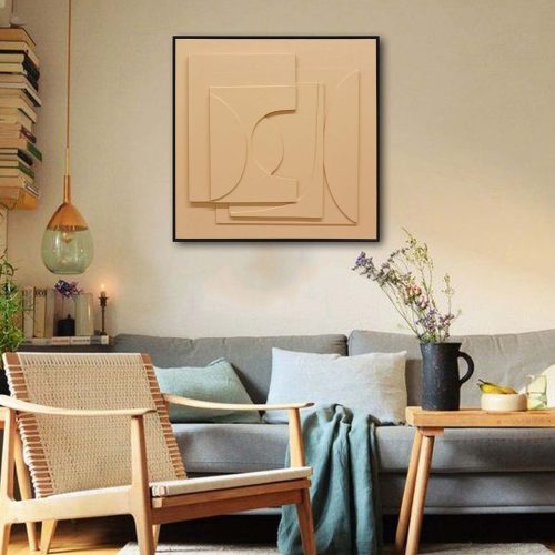 80X80cm Panorama Dimensions II Black Framed Hand Painted Canvas 3D Wall Art