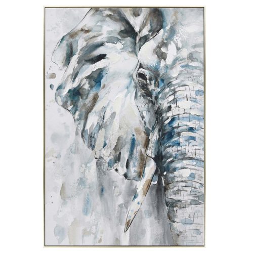 80X120cm Azure Tusker Champagne Framed Hand Painted Canvas Wall Art