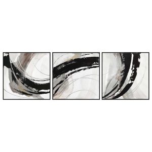 150X50cm Set of 3 Black Framed Hand Painted Canvas Wall Art