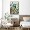 60X90cm Golden Plume Dark Wood Framed Canvas Wall Art