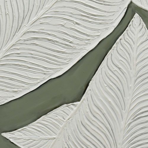 100X100cm Emerald Oasis: Leaves of Serenity Champagne Framed Hand Painted Canvas Wall Art