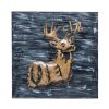 Decorative Deer 3D Wood Metal Wall Art Decor in Blue and Rusty Gold