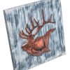 Decorative Reindeer 3D Wood Metal Wall Art Decor in Blue and Rusty Bronze
