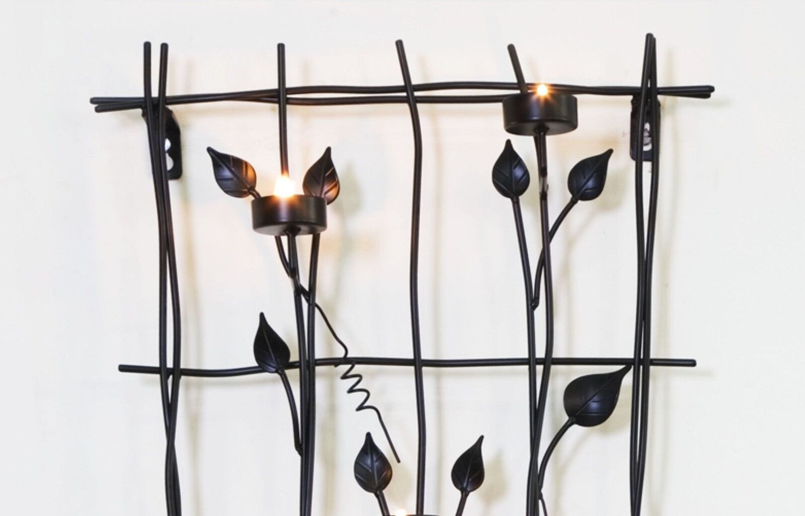 Leaf Style Black Tealight Candle Holders Wall Art Decor