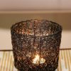 Wired Mesh Tealight Black Candle Holders – Set of 3