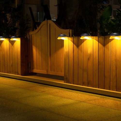 2PCS Monocrystalline solar panel LED Wall Lights for Fence Garden(White)