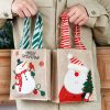 2Pcs Set Christmas Gift Bags Sackcloth Festive Cartoon hand gift bags