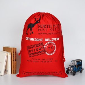 Large Christmas XMAS Hessian Santa Sack Stocking Bag Reindeer Children Gifts Bag, Red - Reindeer Express Delivery
