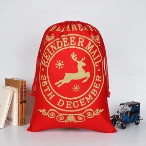 Large Christmas XMAS Hessian Santa Sack Stocking Bag Reindeer Children Gifts Bag, Red - Delivery by Reindeer