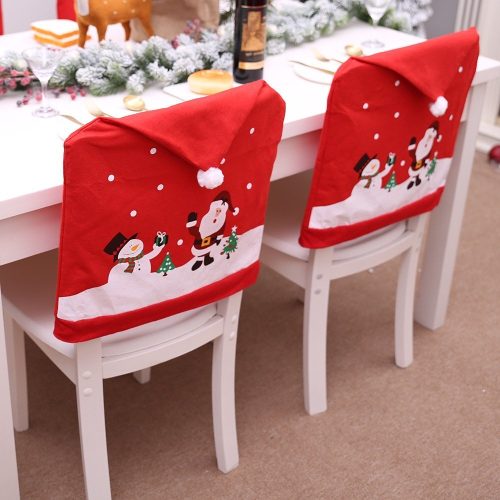 6-10x Christmas Santa Hat Chair Covers Table Cloth Dinner Home Décor Ornaments, Table Runner (34×176 cm)