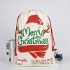 50x70cm Canvas Hessian Christmas Santa Sack Xmas Stocking Reindeer Kids Gift Bag, Cream – Merry Xmas w Antler