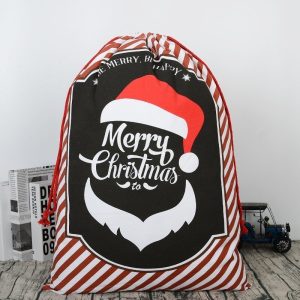 Large Christmas XMAS Hessian Santa Sack Stocking Bag Reindeer Children Gifts Bag, Red - Smile Santa