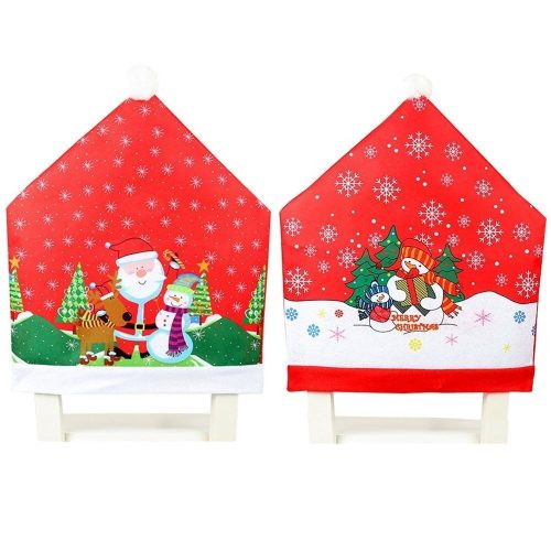 10x Christmas Chair Covers Dinner Table Santa Hat Snowman Home Décor Ornaments, Santa (10 Chair Covers)