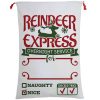 50x70cm Canvas Hessian Christmas Santa Sack Xmas Stocking Reindeer Kids Gift Bag, Cream – Reindeer Express (A)