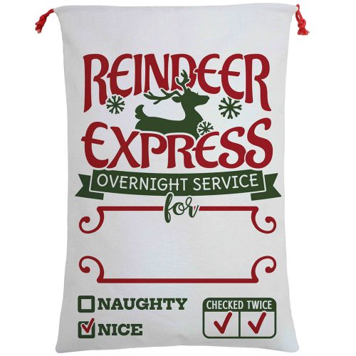 Large Christmas XMAS Hessian Santa Sack Stocking Bag Reindeer Children Gifts Bag, Cream – Reindeer Express (A)