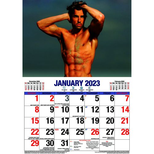 Hunks  2023 Rectangle Wall Calendar 16 Months Planner New Year Christmas Gift