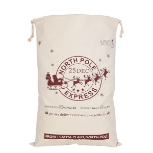 Large Christmas XMAS Hessian Santa Sack Stocking Bag Reindeer Children Gifts Bag, Cream - Checked By Head Ell