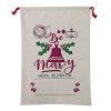 50x70cm Canvas Hessian Christmas Santa Sack Xmas Stocking Reindeer Kids Gift Bag, Cream – Bell