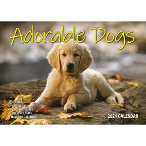 Adorable Dogs 2024 Rectangle Wall Calendar 16 Months Planner Cute Animal Photos