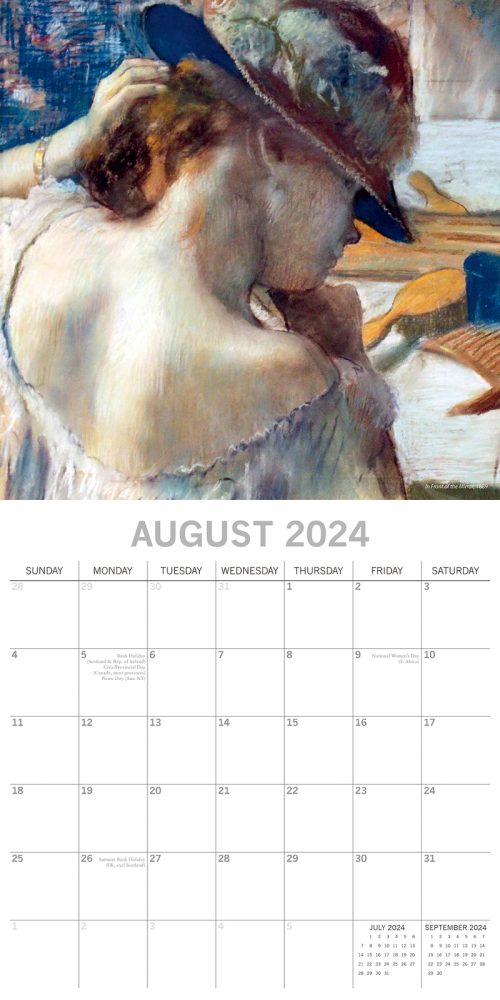 Degas – 2024 Square Wall Calendar 16 Months Arts Planner Christmas New Year Gift