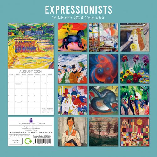 Expressionists – 2024 Square Wall Calendar 16 Months Arts Planner New Year Gift