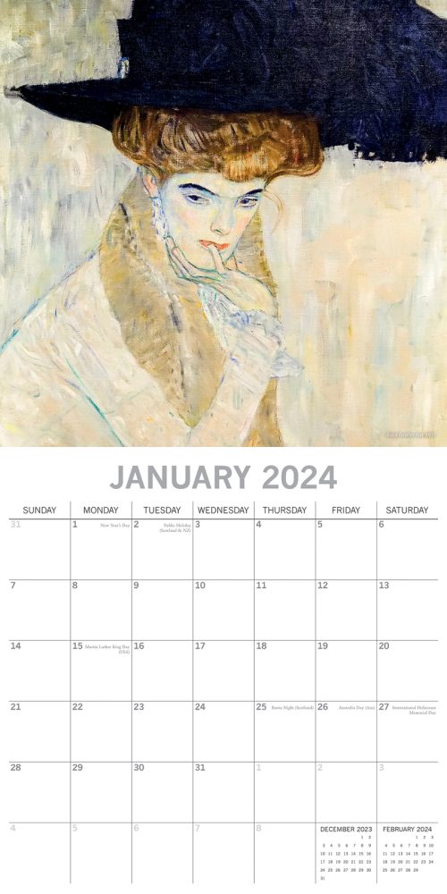 Klimt – 2024 Square Wall Calendar 16 Months Arts Planner Christmas New Year Gift