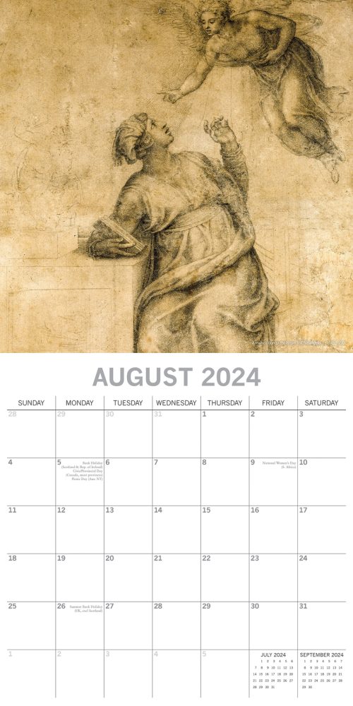Leonardo & Michelangelo – 2024 Square Wall Calendar 16 Months Arts Planner Gift