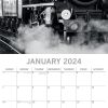 Steam Trains – 2024 Square Wall Calendar 16 Month Black & White Planner New Year
