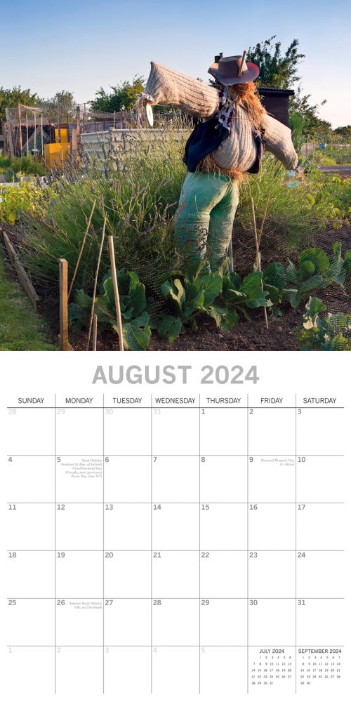 Allotment Gardening – 2024 Square Wall Calendar 16 Months Floral Planner Gift
