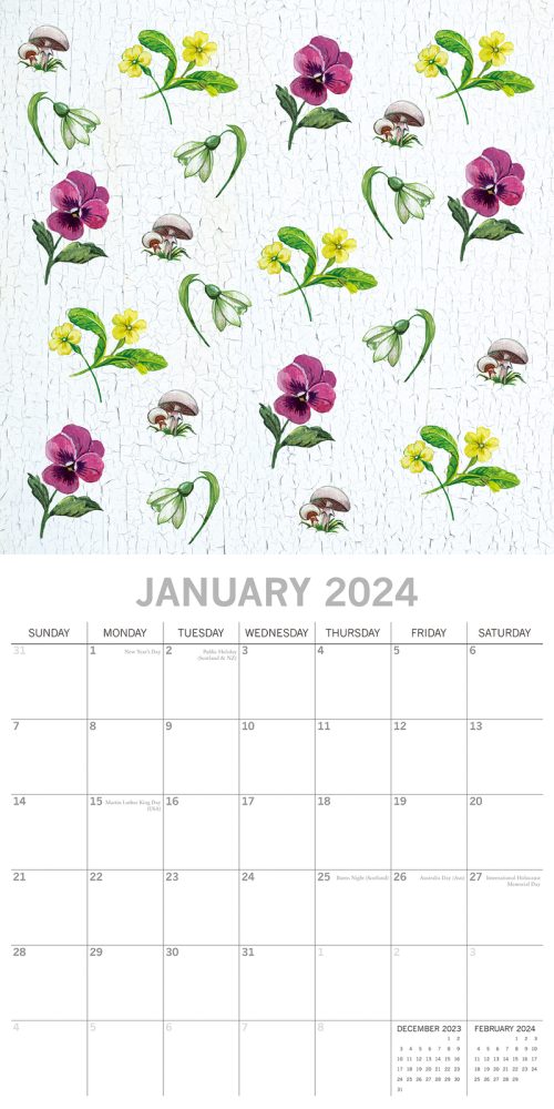 Beauty of Nature 2024 Square Wall Calendar 16 Month Floral Planner New Year Gift